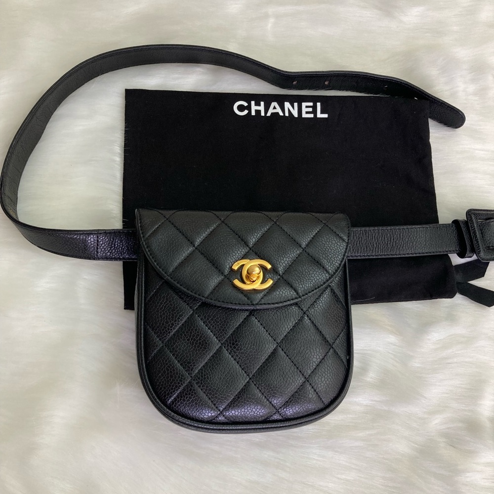 Auth CC Belt Bag Caviar size 80/32